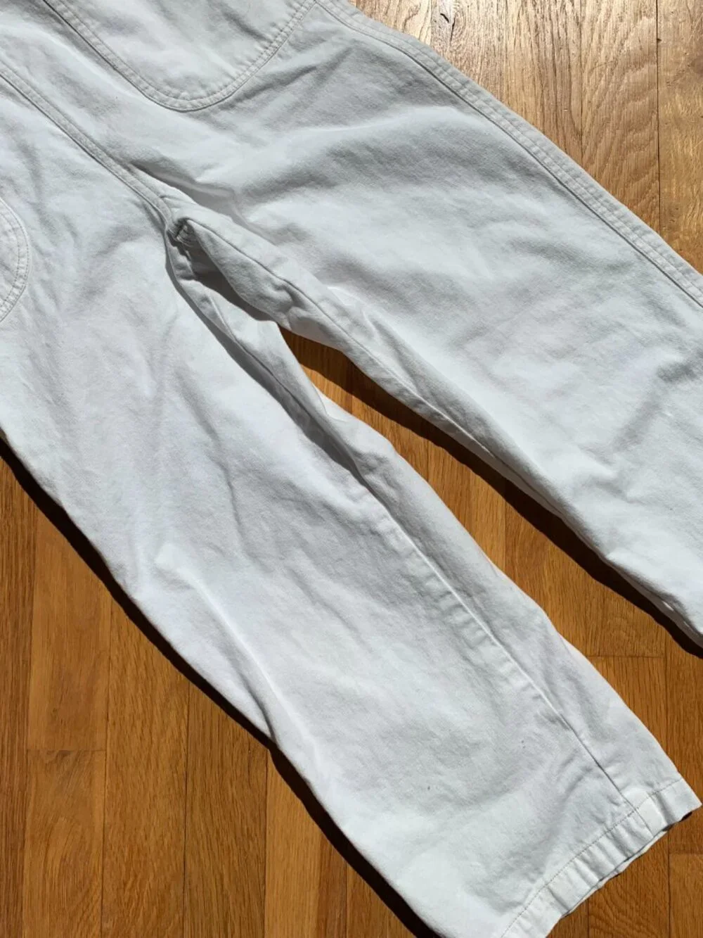 White Denim Jumpsuit Romper Overalls Womens Small - Picture 5 of 13